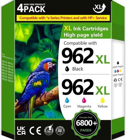 962XL 962 Ink Cartridges Compatible for HP 962XL Ink Cartridges Combo Pack for HP Ink 962 for HP 962 Ink fit for OfficeJet Pro 9015 9010 9018 9012 9020 9025 9014 9016 9019 9022 9026,4 Pack in Saudi Arabia