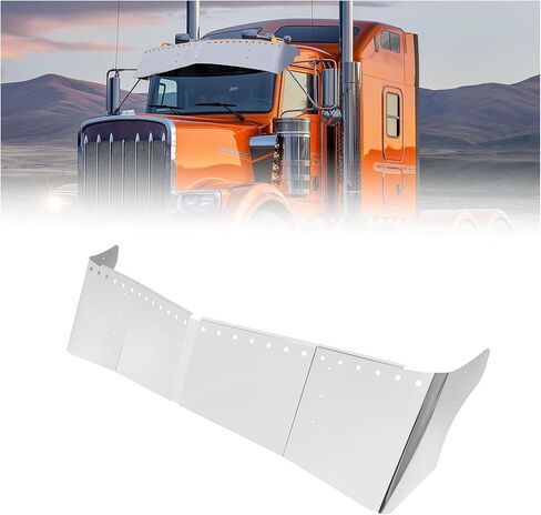 قناع قطرة KUAFU مقاس 14 بوصة متوافق مع Kenworth W990 T680 T880 شاحنات نائمة ذات سقف متوسط ​​وواقف من الفولاذ المقاوم للصدأ Bulleye Led حاجب شمسي على السطح العلوي in Saudi Arabia