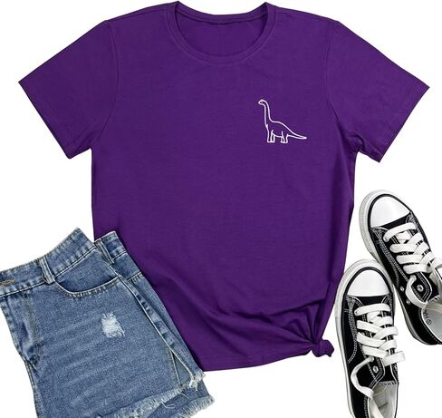 ROSEPARK Women Cute Dinosaur Graphic T-Shirts Teen Girls Funny Tees in Kuwait
