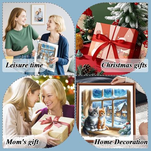 AMORARS Cat Diamond Art Kits for Adults - 5D Winter Diamond Painting Kit for Beginners - DIY Full Drill Round Gem Art Paintings and Crafts for Christmas Gift Home Wall Decoration, 12x12Inch in Saudi Arabia