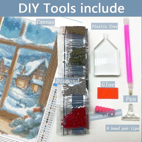 AMORARS Cat Diamond Art Kits for Adults - 5D Winter Diamond Painting Kit for Beginners - DIY Full Drill Round Gem Art Paintings and Crafts for Christmas Gift Home Wall Decoration, 12x12Inch in Saudi Arabia