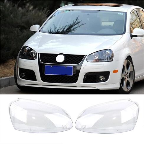 Car Front Headlight Lens Covers Compatible For Golf 5 MK 5 2005 2009 Transparent Housing Front Headlights Lens Shell Glass Lampcover(1pair) in Saudi Arabia