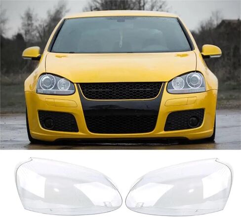 Car Front Headlight Lens Covers Compatible For Golf 5 MK 5 2005 2009 Transparent Housing Front Headlights Lens Shell Glass Lampcover(1pair) in Saudi Arabia