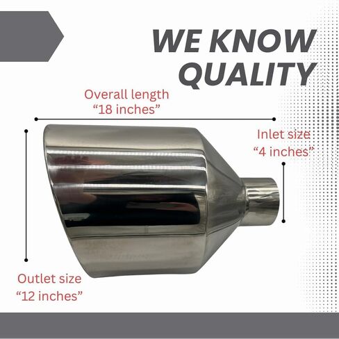 POLISHED STAINLESS STEEL 4" X 12" X 18" ROLLED ANGLE DIESEL EXHAUST TIP in Saudi Arabia