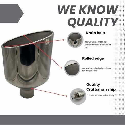 POLISHED STAINLESS STEEL 4" X 12" X 18" ROLLED ANGLE DIESEL EXHAUST TIP in Saudi Arabia