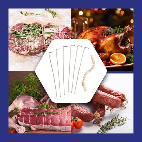 HIC Kitchen Roasting Holiday Turkey Lacer Kit, Cotton Butcher’s Twine, Reusable Stainless Steel Pins, For Trussing Rolled Or Stuffed Poultry And Meat, Set of 2 in Saudi Arabia