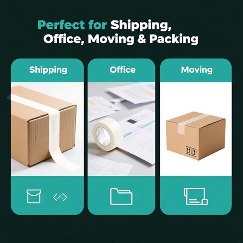 Strong Adhesive 6 Rolls Packaging Tape, 1.89in x 60y, Heavy Duty Adhesive Tape with Free Tape Cutter for Shipping, Office，Moving, Packing（Total 360y） in Saudi Arabia