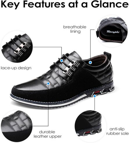 Recyphi Men’s Oxford Derby Orthopedic Leather Shoes Formal Luxury Business Dress Shoes Lace-up Walking Driving Loafers Dress Sneakers in Kuwait