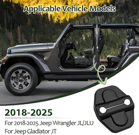 Oudesi 4 قطع غطاء قفل باب السيارة واقي من البلاستيك ABS، خيارات محددة لسيارة Jeep Wrangler JL JLU 2018-2025، Jeep Gladiator JT 4XE 392، غطاء قفل الباب بإبزيم أسود غير لامع in Saudi Arabia