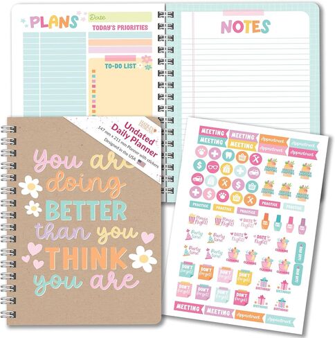 Undated Daily Planner Notebook - Undated Planner Notebooks, Daily To Do List Planners, To Do List Notebook for Work Organization, Day Schedule Planners for Kids and Adults in Saudi Arabia