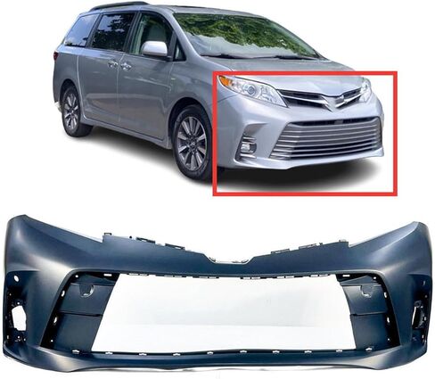 FitParts Compatible With Front Bumper Cover 2018-2020 Toyota Sienna Base LE L Limited XLE CE Mini Van 18-20. New, Primed and Ready for Paint. With Fog Light Holes. TO1000443 5211908906 2019 in Saudi Arabia