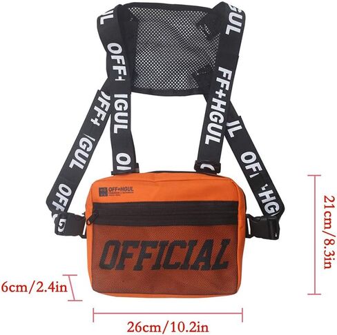 Kedejin للجنسين حزم الخصر حقيبة الصدر، الهيب هوب نمط سترة حقيبة كروسبودي حقيبة الصدر تلاعب الصدرية للسفر المشي لمسافات طويلة الرياضة في الهواء الطلق، رمادي فاتح، 26 * 6 * 21 سم in Kuwait
