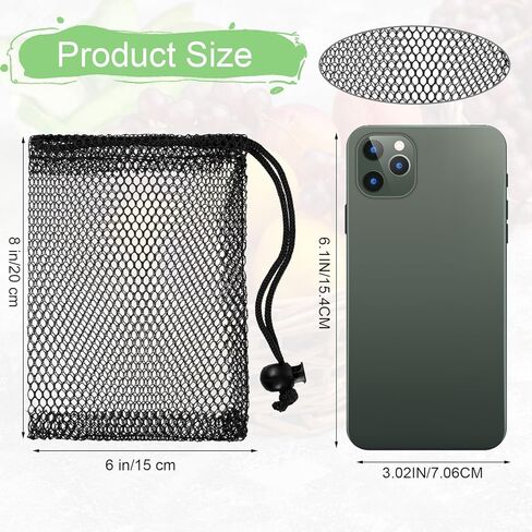 10Pcs Small Mesh Bags, 6x4 inch Drawstring Black Mesh Drawstring Bag Mini Nylon Net Bags with Drawstrings Sports Mesh Sports Equipment Bag Small Gym Bag for Football, Golf Stuff Balls in Kuwait