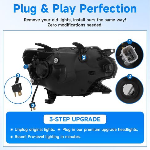 ELH 500% مجموعات المصابيح الأمامية الأكثر سطوعًا تناسب 2012 2013 2014 2015 12 13 14 15 تويوتا تاكوما مع LED DRL كشافات أمامية سوداء الإسكان العنبر عاكس in Kuwait