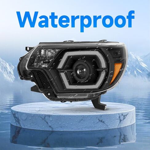 ELH 500% مجموعات المصابيح الأمامية الأكثر سطوعًا تناسب 2012 2013 2014 2015 12 13 14 15 تويوتا تاكوما مع LED DRL كشافات أمامية سوداء الإسكان العنبر عاكس in Kuwait