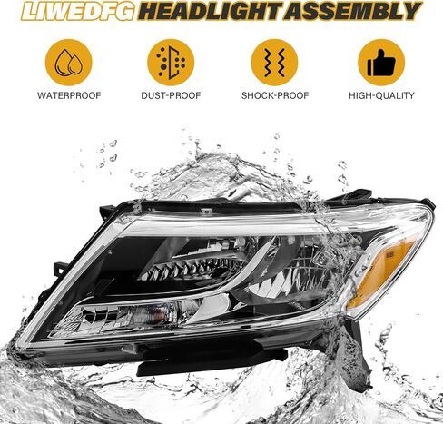 Headlight Assembly Compatible with Nissan Pathfinder 2013-2016, Halogen Headlamp Replacements for NI2502221 NI250322 26060-3KA0B 26010-3KA0B, w/o High/Low Beam, Chrome Housing Amber Reflector in Saudi Arabia