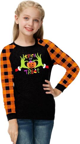 Remimi Girls St Patricks Day Shirts Long Sleeve Funny Printed Irish Buffalo Plaid Tops 3-14 Years in Kuwait