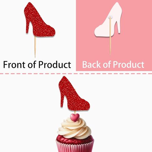 Heel Cupcake Topper for Beautiful High Heel Make Up Theme Party Favors Decorations Women Girls Happy Birthday Party Decor Supplies 18pcs Red Glitter in Saudi Arabia