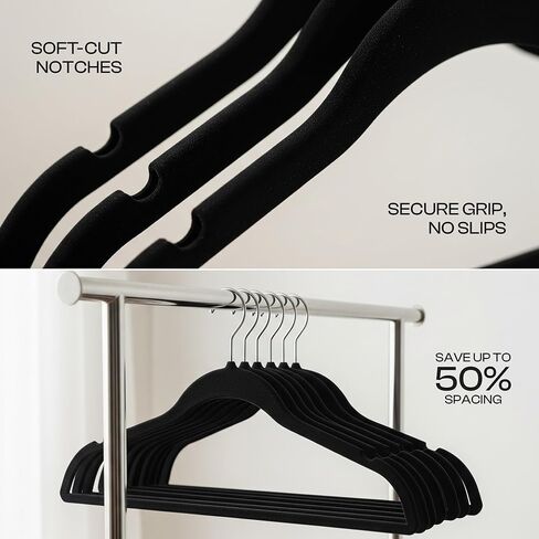 Utopia Home Velvet Hangers 20 Pack - Non-Slip Clothes Hangers - Black Hangers - Suit Hangers with 360 Degree Rotatable Hook - Heavy Duty Coat Hangers - Pants Hangers in Saudi Arabia