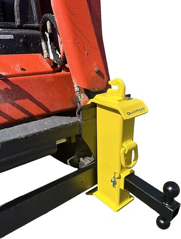 QuicHitch Tractor & Skid Steer Hitch Attachment, 5K/20K lb Capacity & Universal Fit. Skid Steer Quick Hitch Adapter Includes Chain Grab Hook & D-Ring to Help Any Towing Challenge. Made in USA in Saudi Arabia