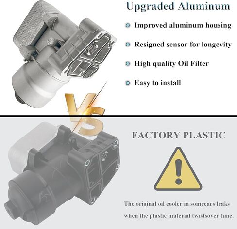 93186324 Aluminum Engine Oil Cooler Fit for Chevy Aveo 2009-2011 Cruze 2011-2016 Sonic 2012-2018 Trax 2013-2019, for Buick Cascada 2016-2019, Oil Filter Housing Adapter Assembly Replace# 55353323 in Kuwait