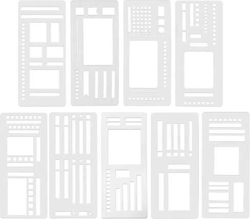 9pcs Handmade Flexible Record Template, Reusable Journal Stencils for Planner, Calendar Template Stencil, Lines & Boxes, Calendars & Daily Planning 13.5x5.8cm in Kuwait