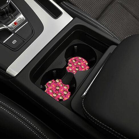 Cute Pink Monkey and Banana Car Steering Wheel Cover for Women Men with 2 Pcs Car Coasters,Universal 15 Inch Steering Wheel Covers Anti-Slip and Practical Auto Accessories Fit Auto,Suvs in Kuwait
