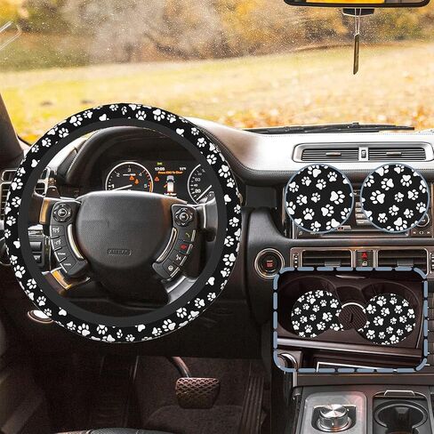Cute Pink Monkey and Banana Car Steering Wheel Cover for Women Men with 2 Pcs Car Coasters,Universal 15 Inch Steering Wheel Covers Anti-Slip and Practical Auto Accessories Fit Auto,Suvs in Kuwait