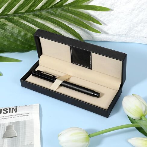 PU Leather Pen Box Case Pen Case Long Single Rectangle Fancy Sketching Pens Gift Box for Women Men Business Office Supplies, Black in Saudi Arabia