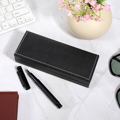 PU Leather Pen Box Case Pen Case Long Single Rectangle Fancy Sketching Pens Gift Box for Women Men Business Office Supplies, Black in Saudi Arabia