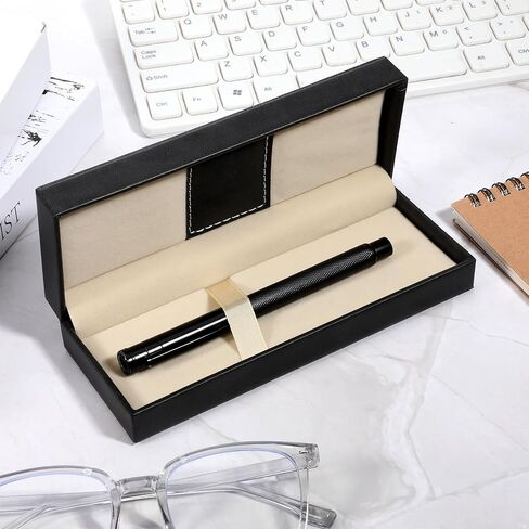 PU Leather Pen Box Case Pen Case Long Single Rectangle Fancy Sketching Pens Gift Box for Women Men Business Office Supplies, Black in Saudi Arabia