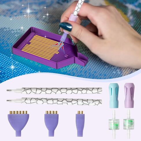 Ergonomic Diamond Painting Pen with 4 Tips, 11-Piece 5D Dotting Pen Kit with Accessories, Ideal Tool for Beginners, Suitable for Diamond Art and Nail DIY in Kuwait