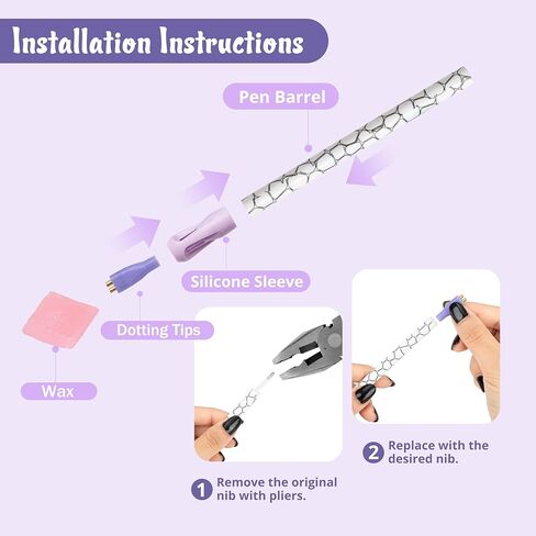 Ergonomic Diamond Painting Pen with 4 Tips, 11-Piece 5D Dotting Pen Kit with Accessories, Ideal Tool for Beginners, Suitable for Diamond Art and Nail DIY in Kuwait