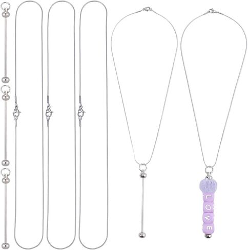 SUNNYCLUE 1 Box 6 Sets Beadable Necklace Blank Beadable Pendant Bar Set Silver Stainless Steel Metal Snake Chains Long Bars for Jewelry Making Kits Beading DIY Accessories Crafts Supplies Women Adults in Saudi Arabia