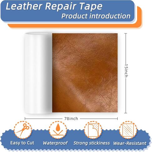 Self Adhesive Faux Leather Repair Patch,1Roll 15x78 Inch Leather Repair Tape for Furniture,Couch Tape for Couches,Bed,Car Seats,Chair,Light Brown in Saudi Arabia