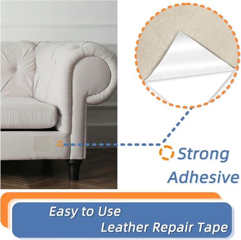 Self Adhesive Faux Leather Repair Patch,1Roll 15x78 Inch Leather Repair Tape for Furniture,Couch Tape for Couches,Bed,Car Seats,Chair,Light Brown in Saudi Arabia