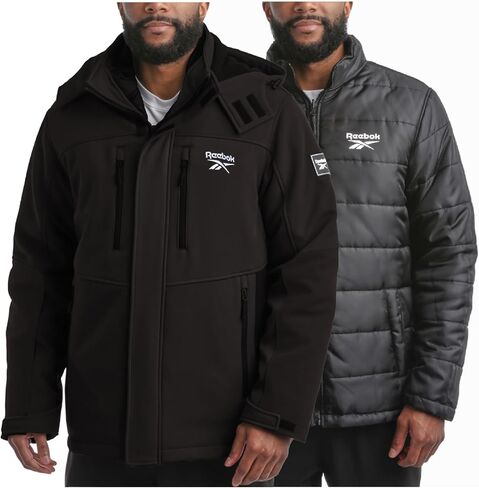 Reebok Men's Winter Coat –Softshell Jacket with Removable Puffer Coat – System Ski Jacket for Men (M-XXL) in Kuwait
