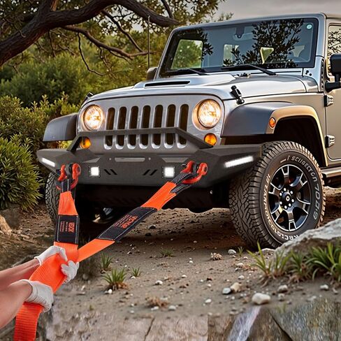 VEVOR Recovery Tow Strap 3 inches, 8 feet 36,000 lbs Break Strength, Triple Reinforced Loop Straps, Tree Saver, Winch Line Extension Strap, Off Road Towing and Recovery, Extreme Weather Resistance in Saudi Arabia