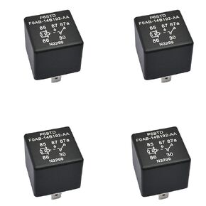 4 قطع P6SDT FOAB-14B192-AA F0AB-14B192-AA مرحل متعدد الأغراض مناسب لسيارة Ford F150 F250 F-350 Super Duty Explorer Sport Trac Fusion Taurus Grand Cherokee Focus E-350 E-250 E-150 1999-2018، 12V 40A 5Pin in Kuwait