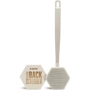 Tooletries - Silicone Back Scrubber - Exfoliating Shower Brush, Back Washer for Men, Durable Back Brush with Long Handle - Long Lasting Bath & Shower Accessories - Charcoal in Kuwait