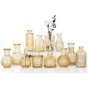 Mini Bud Vases As Wedding Centerpieces for Tables,Clear Bud Vases for Flowers,Small Flower Vases Suitable for Birthday Party,Anniversary,Wedding Reception,Baby Shower (Amber, 24PCS) in Saudi Arabia