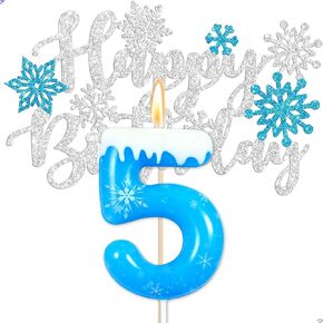 Frozen 3th Birthday Party Decorations Snowflake Number 3 Candle, Elsa Cake Topper Decorations for Girls Princess Anna Elsa Frozen Theme Party Decorations Supplies, Party Favors in Saudi Arabia