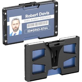 حامل شارة أفقي - حامل متين لبطاقة الهوية/الائتمان من البولي كربونات مع مشبك معدني وفتحة 4 بطاقات، (أسود، عبوة واحدة) in Kuwait