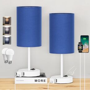 ZJOJO Table Lamp for Bedroom Set of 2, Bedside Small Lamps with 3 Way Dimmable Rocker Switch & AC Outlet, Nightstand Desk Lamp with Flaxen Fabric Shade Woodgrain Base for Living Room Home Decor Lights in Saudi Arabia
