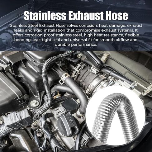 Stainless Steel Exhaust Hose 78.7 Inch Flexible Fuel Tank Vent Pipe for Diesel Heater Air Heater Cars Vans Trucks RVs SUVs in Saudi Arabia