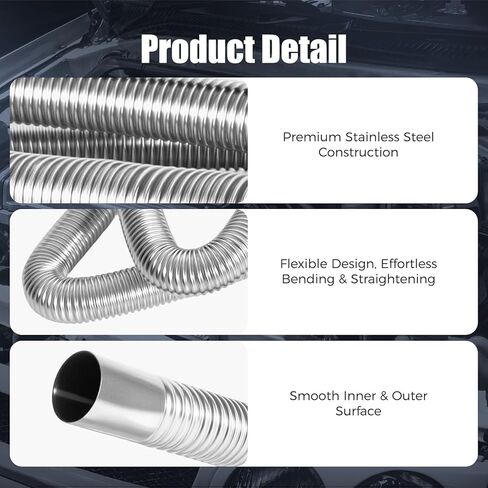 Stainless Steel Exhaust Hose 78.7 Inch Flexible Fuel Tank Vent Pipe for Diesel Heater Air Heater Cars Vans Trucks RVs SUVs in Saudi Arabia