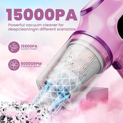Car Vacuum Portable Cordless Handheld Vacuum, 9500Pa Vacuum Cleaner and Air Duster with Multi-Nozzles for Car, Computer, Sofa, Office, Pet, Home Blue in Saudi Arabia