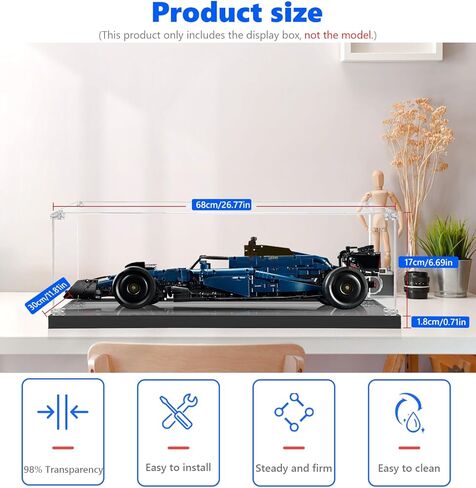 حافظة عرض أكريليك لسيارة Lego 2022 Ford-GT 42154، صندوق عرض مقاوم للغبار لسيارة Lego 42154، الحجم: 17.72 × 7.87 × 6.69 بوصة (غير متضمن في الطراز) in Kuwait