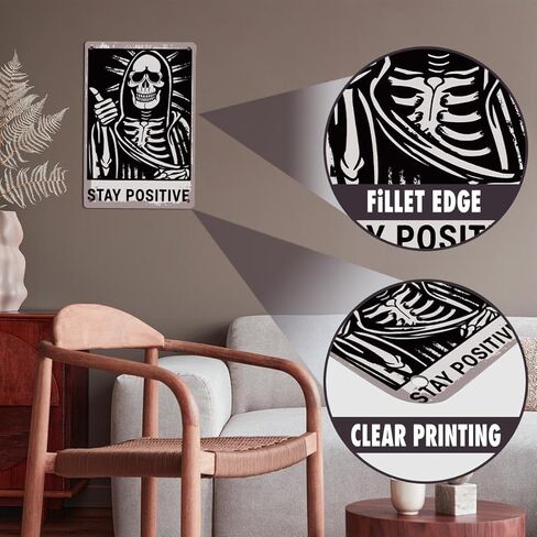 لوحة الألومنيوم 739 القوطية الجمجمة لوحة الألومنيوم علامة خمر البقاء إيجابية المعادن الزخرفية علامات لويحات الهيكل العظمي ديكور مضحك الرجعية علامة للمنزل غرفة المعيشة غرفة نوم هدايا ديكور الهالوين in Kuwait