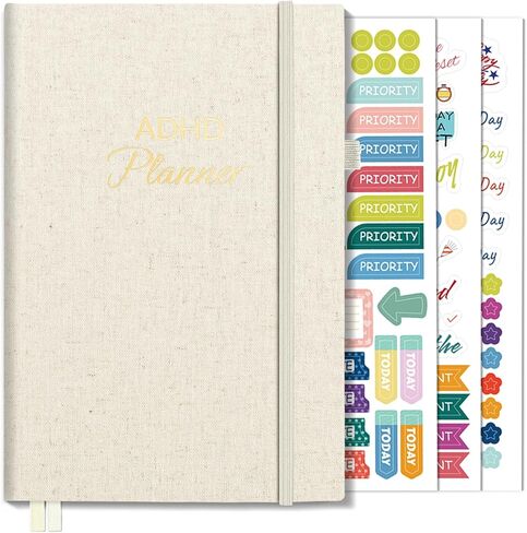 SUNEE Adhd Daily Planner for Adults,3-Month Undated Daily Weekly Monthly Planner for Productivity, Goal Setting, Time Management, Work & Life - for Men & Women,Vision Board + Stickers,Black in Saudi Arabia